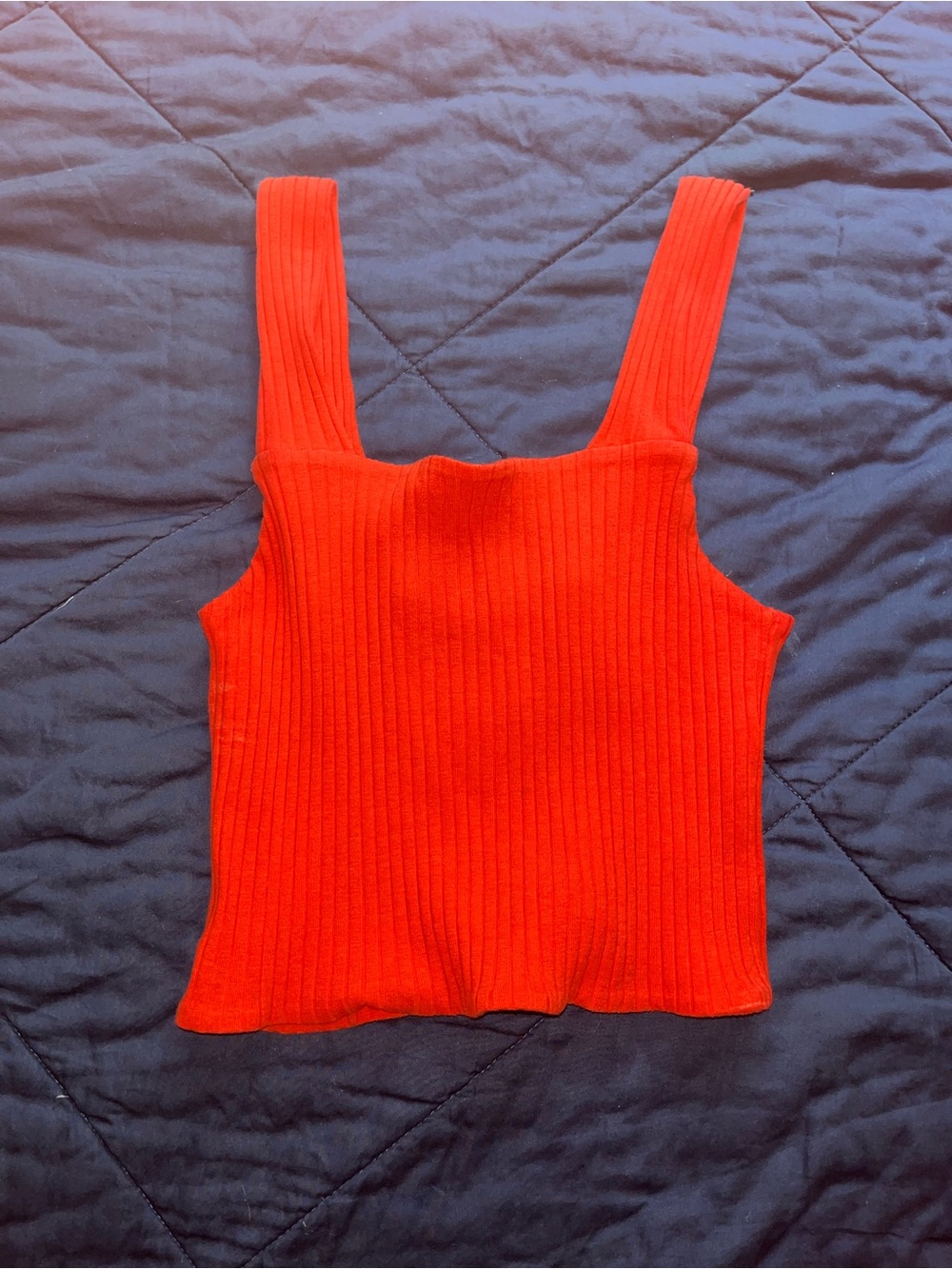 American Eagle Outfitters Red Ribbed Square-Neck Tank